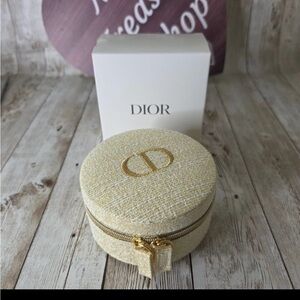 Dior Beige and Gold Textured Jewelry Case